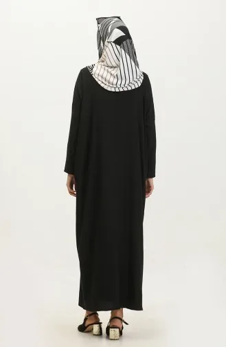 فستان طويل سادة للمحجبات 8715-01 أسود 8715-01