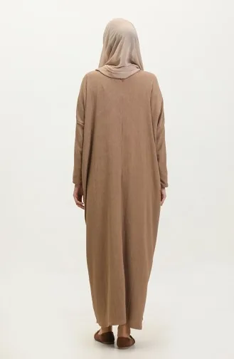 Gerafftes Locker Geschnittenes Langes Wickelkleid 8715-04 Milchkaffee 8715-04