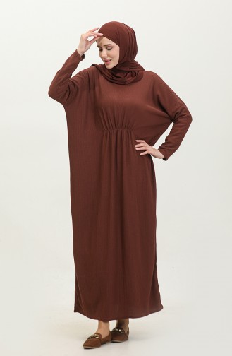 فستان طويل سادة للمحجبات  8715-05 وردي فاتح 8715-05