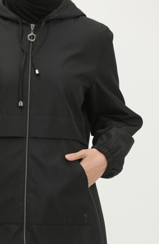 ملابس حجاب نسائية كبيرة الحجم بسحاب معطف واق من المطر موسمي 8639 أسود 8639.siyah