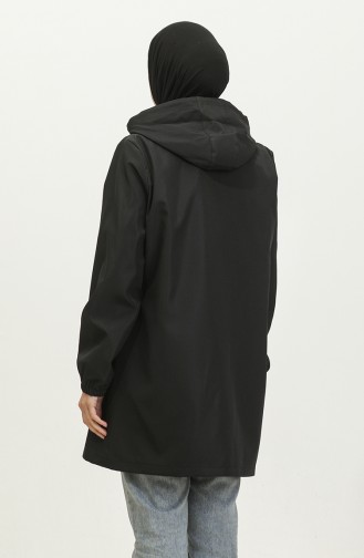 Grote Maat Hijabkleding Voor Dames Trenchcoat Met Ritssluiting Seizoensgebonden 8639 Zwart 8639.siyah