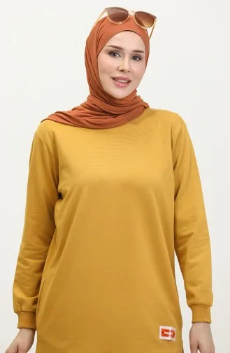 تونيك قطن ممشط خيطان 280128-04 خردلي 280128-04