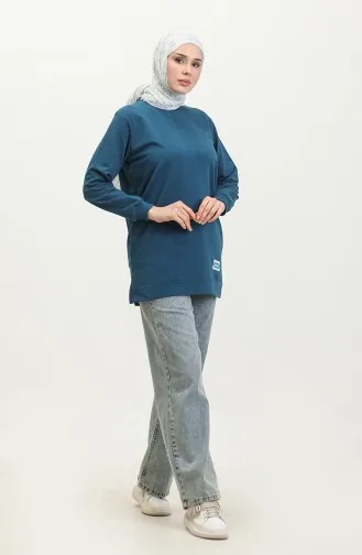 Two Thread Combed Cotton Tunic 280128-06 İndigo 280128-06
