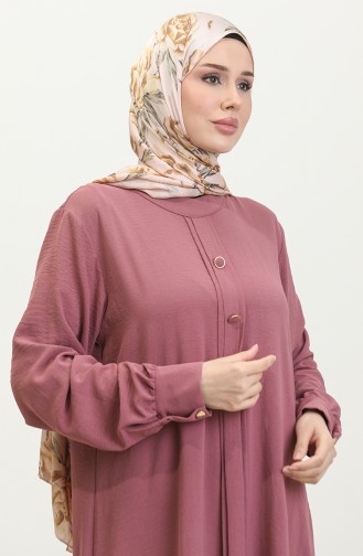 Tunique Hijab Femme Grande Taille Boutonnée Tissu Ayrobin 4892 Poudre 4892.Pudra