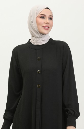 Große Hijab-Tunika Für Damen Mit Knöpfen Ayrobin-Stoff 4892 Schwarz 4892.siyah