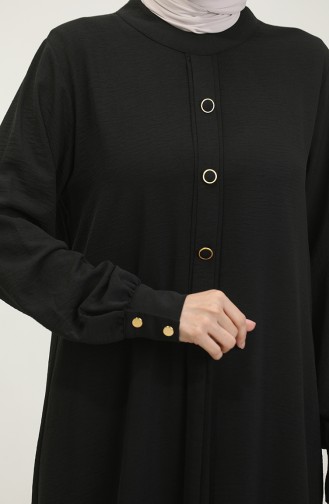 Große Hijab-Tunika Für Damen Mit Knöpfen Ayrobin-Stoff 4892 Schwarz 4892.siyah