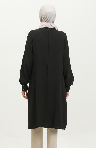 Große Hijab-Tunika Für Damen Mit Knöpfen Ayrobin-Stoff 4892 Schwarz 4892.siyah
