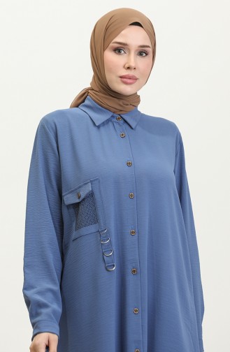 Tunique Hijab Femme Grande Taille Tissu Ayrobin 5078 Indigo 5078.İndigo