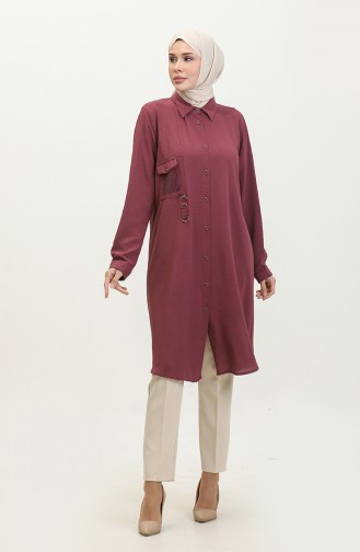 Large Size Tunic Hijab Women Ayrobin Fabric 5078 Plum 5078.Mürdüm
