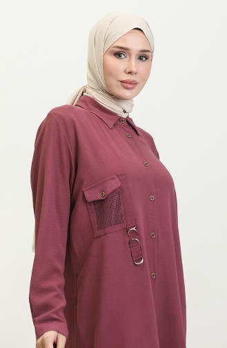 Große Tunika Hijab Damen Ayrobin Stoff 5078 Pflaume 5078.Mürdüm