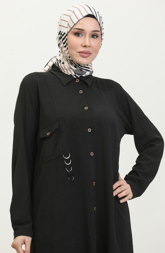 Grote Maat Tuniek Hijab Dames Ayrobin Stof 5078 Zwart 5078.siyah