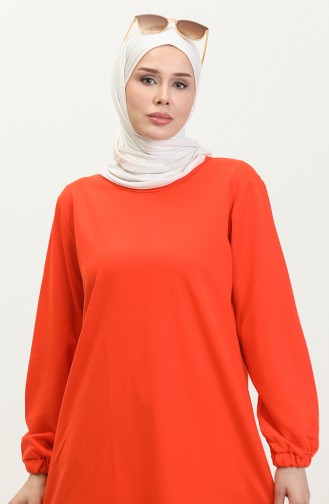 Tunique Hijab Longue En Coton Peigné à Deux Fils Pour Femme Grande Taille 8142 Orange 8142.TURUNCU