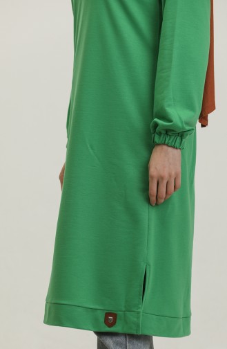 Lange Hijab-Tunika Aus Zweifädig Gekämmter Baumwolle Für Damen Große Größe 8142 Grün 8142.Yeşil