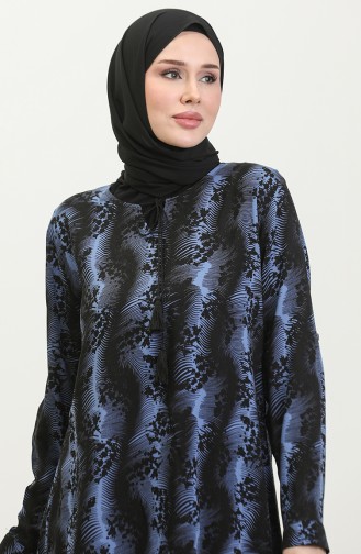 Tunique Hijab Femme Grande Taille Avec Cordes Et Fentes Latérales 8246 Bleu 8246.Mavi
