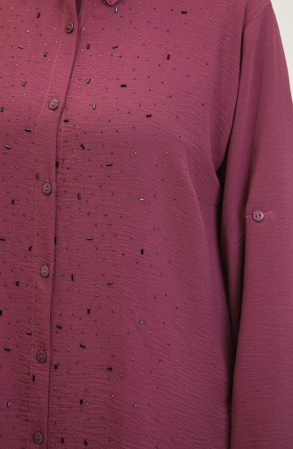 Kadin Tesettur Giyim Buyuk Beden Tunik Gömlek Tas Bakili 8707 Mürdüm