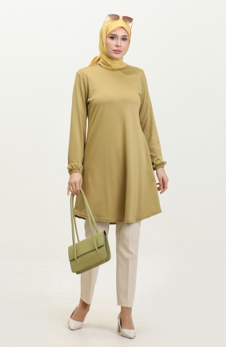 Elastic Sleeve Simple Crepe Tunic 8709-04 Saffron Color 8709-04