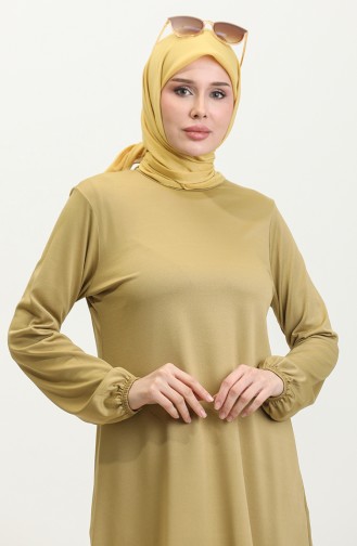 Elastic Sleeve Simple Crepe Tunic 8709-04 Saffron Color 8709-04