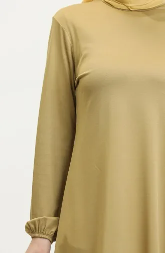 Elastic Sleeve Simple Crepe Tunic 8709-04 Saffron Color 8709-04