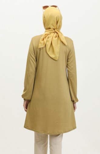 Effen Crêpe Tuniek Met Elastisch Mouwuiteinde 8709-04 Saffraankleur 8709-04