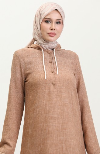 Vivezza Hooded Linen Tunic 7011-02 Camel 7011-02
