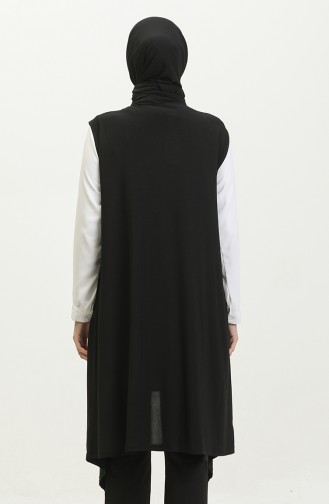 سترة نسائية طويلة من الجلد باللون الأسود مقاس كبير حجاب غير متماثل قطع 7016 أسود 7016.siyah