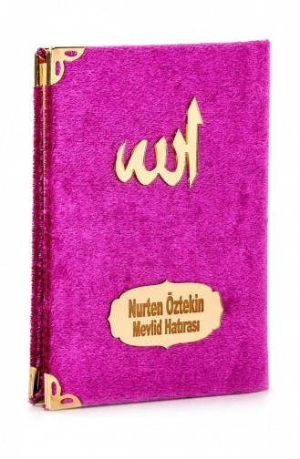 20 Stück Preiswerte Mit Samt überzogene Yasin-Bücher Mit Personalisiertem Teller Taschenformat Fuchsia-Farbe Mevlit-Geschenk 4897654300388 4897654300388