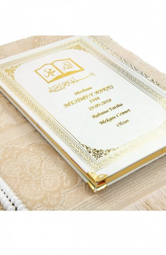 50 Adet İsim Baskılı Ciltli Yasin Kitabı Seccade Kristal Tesbih Set Mevlüt Hediyesi 4897654300611