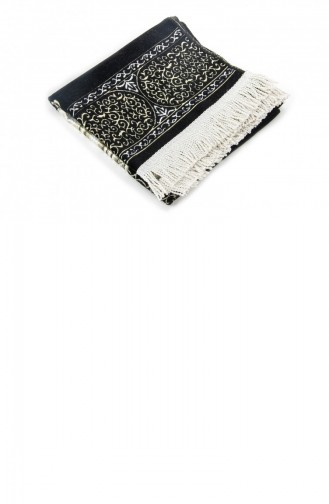 Tapis De Prière En Chenille De Luxe à Motifs Maqam Ibrahim Noir 4897654300771 4897654300771