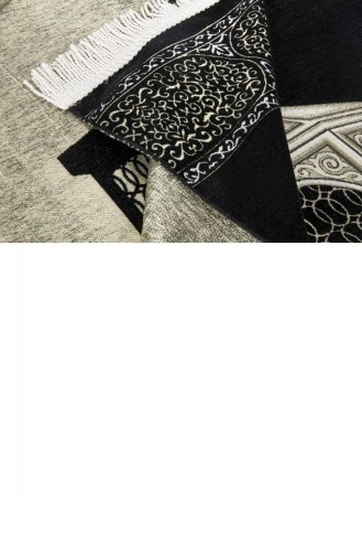 Tapis De Prière En Chenille De Luxe à Motifs Maqam Ibrahim Noir 4897654300771 4897654300771