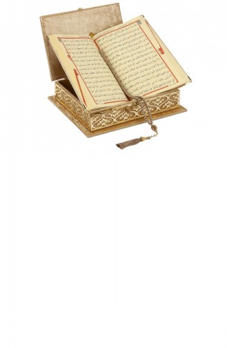 Çeyizlik Kadife Kaplı Süngerli Kutulu Hediyelik Kuranı Kerim Seti Gold 4897654301037