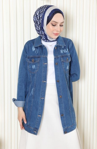 Buttoned Denim Jacket Petrol 6009 15150