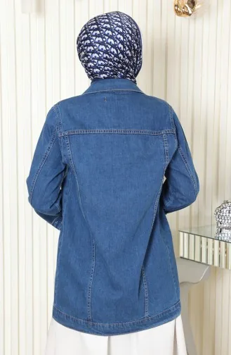 Buttoned Denim Jacket Petrol 6009 15150