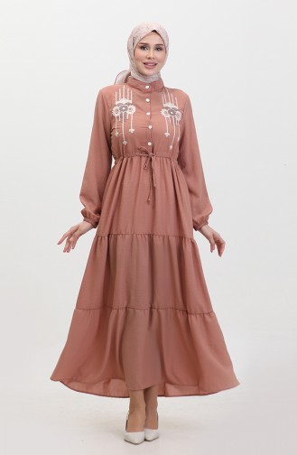 Embroidered String Belted Dress 0382-03 Onion Peel 0382-03