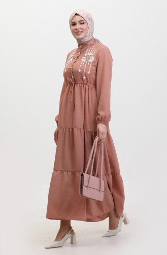 Embroidered String Belted Dress 0382-03 Onion Peel 0382-03