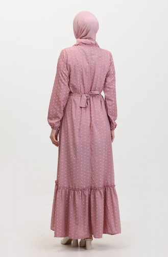 Patterned Belted Dress 0383-03 Dusty Rose 0383-03