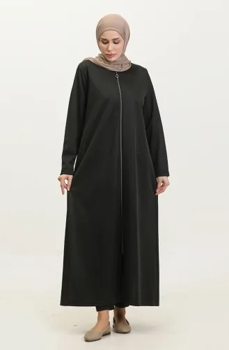 Großes Damen-Gebetskleid Mit Durchgehendem Hijab Und Langem Reißverschluss 7128 Schwarz 7128.siyah