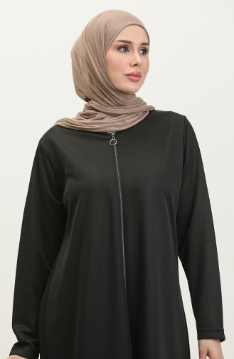 Robe De Prière Longue Avec Fermeture éclair Pour Femme Grande Taille Hijab Complet Noir 7128 7128.siyah