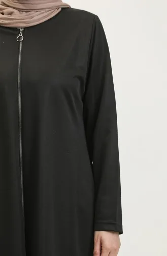 Großes Damen-Gebetskleid Mit Durchgehendem Hijab Und Langem Reißverschluss 7128 Schwarz 7128.siyah