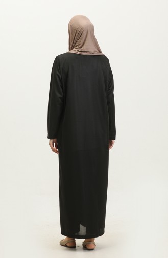Robe De Prière Longue Avec Fermeture éclair Pour Femme Grande Taille Hijab Complet Noir 7128 7128.siyah