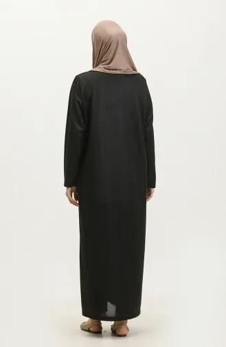 Großes Damen-Gebetskleid Mit Durchgehendem Hijab Und Langem Reißverschluss 7128 Schwarz 7128.siyah