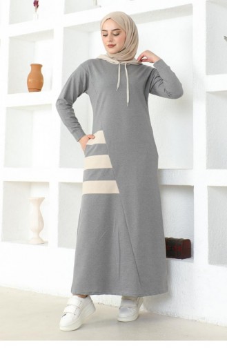 2083Mg Gestreiftes Sportkleid Grau 17025