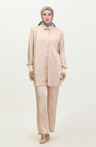 Tunic Pants Two Piece Suit 11301-02 Beige 11301-02