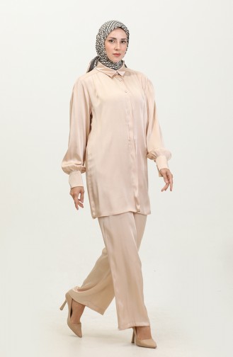 Tunic Pants Two Piece Suit 11301-02 Beige 11301-02