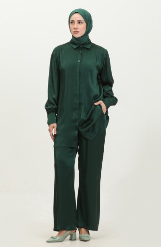Tunik Pantolon İkili Takım 11301-05 Zümrüt Yeşili
