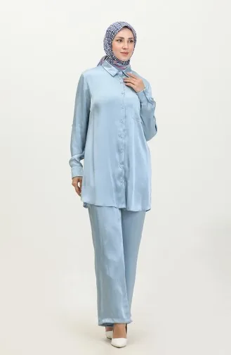 Ensemble Deux Pièces Tunique Pantalon 11304-03 Bleu 11304-03