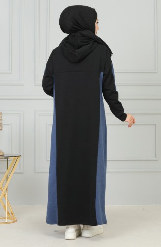 فستان رياضي مزود بقبعة 3027-01 لون أسود 3027-01