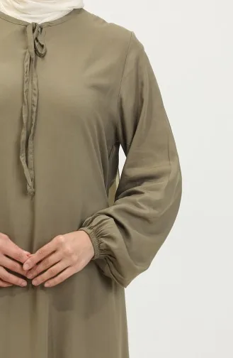 Viskon Uzun Kol Elbise 6699-18 Haki Yeşil