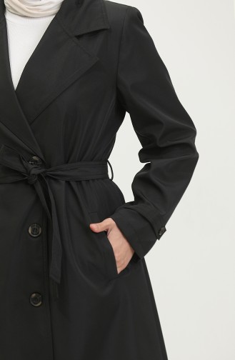 Langer Trenchcoat Für Damen In Großen Größen Mit Gürtel 8549 Schwarz 8549.siyah