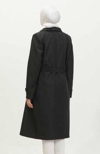 معطف طويل بحزام للنساء مقاس كبير 8549 أسود 8549.siyah