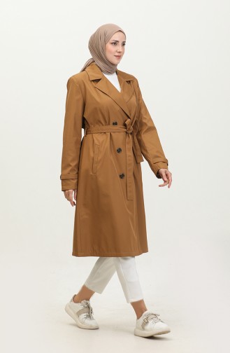 Langer Trenchcoat Für Damen In Großen Größen Mit Gürtel 8549 Hellbraun 8549.TABA